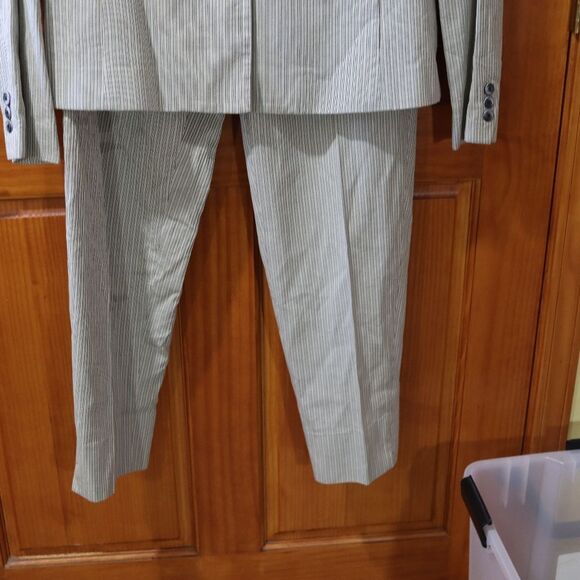 Berry Bicken Vintage Green Striped Pant Suit 12 - Picture 7 of 15